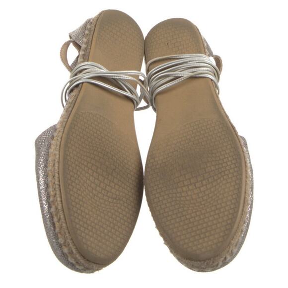 Stuart Weitzman Metallic Sparkle Walk My Way Lace Up Espadrille Sandals Size 9.5 - Picture 5 of 6